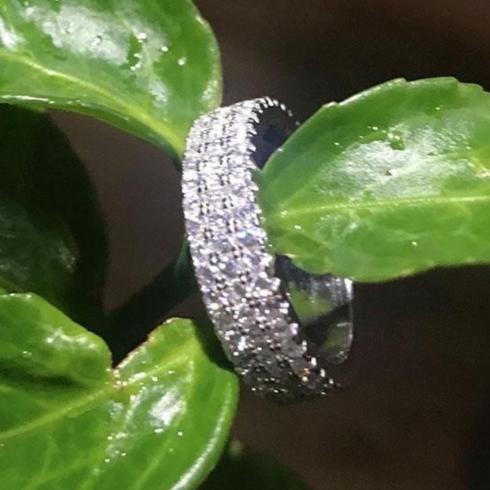 💍925 SILVER DIAMOND TRIPLE FULL ETERNITY RING💍 - Picture 6 of 7